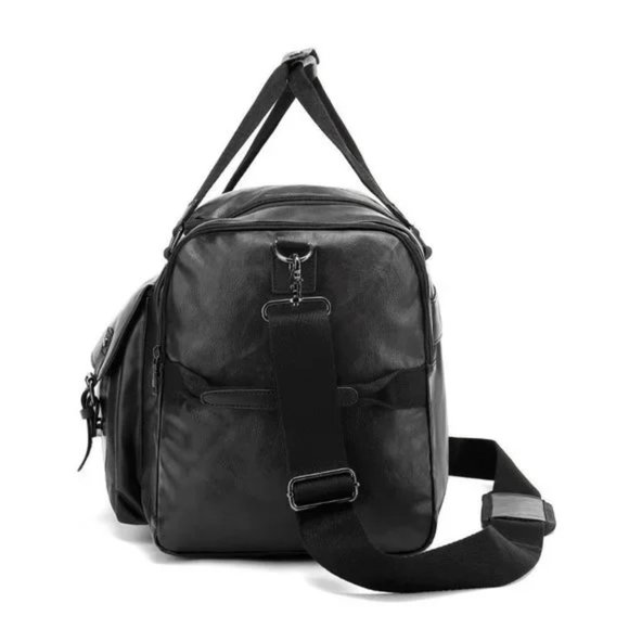 TRAVEL Bag Waterproof PU Leather Brown Duffle Bag - Picture 10 of 14